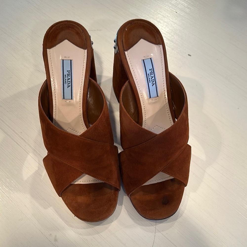 Prada Brown Sandals with Chunky Heel - Picture 2 of 8